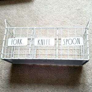 Rae Dunn Rustic 3 Section Utensil Holder: Fork, Knife, Spoon